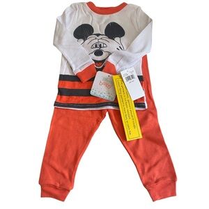 Disney Baby Orange/Red and White Mickey Mouse Pajama Set NWT Size 18 months